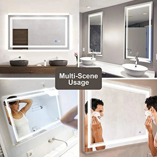 BBE 40 X 24 Inch LED Bathroom Wall-Mounted Mirror Anti-Fog Makeup Mirror With Dimmable Light And Touch Button(Horizontal/Vertical) 5 BBE 40 X 24 Inch LED Bathroom Wall-Mounted Mirror Anti-Fog Makeup Mirror With Dimmable Light And Touch Button(Horizontal/Vertical) - Image 5