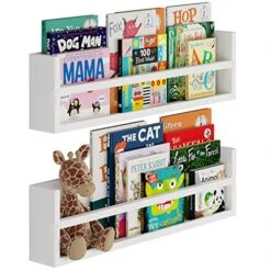 Brightmaison Polynez 30" Floating Shelves For Wall & Nursery Book Shelves, Kids Bookshelf For Wall, Multiuse Wall Shelf Set Of 2 Wood Floating Shelf White