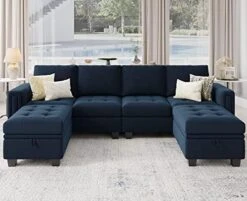 Belffin Velvet U Shaped Sectional Sofa Couch With Storage Ottoman Convertibel Sectional Sofa With Reversible Chaises Black -Safavieh Furniture 51BTIiqwowL. AC