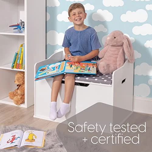 Milliard Wooden Toy Box And Storage Chest With Seating Bench - For Kids And Babies – Girls And Boys - White - Large 2 Milliard Wooden Toy Box And Storage Chest With Seating Bench - For Kids And Babies – Girls And Boys - White - Large - Image 2