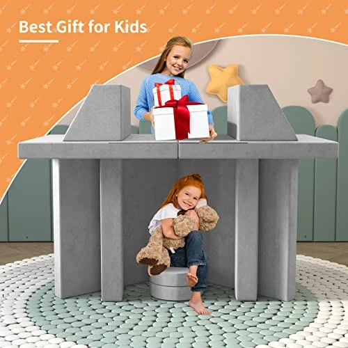 Linor Kids Couch 10 Pcs Toddler Couch, Baby Kids Sofa Couch For Bedroom & Playroom, Over 10 Combinations Creative Modular Sofa For Imaginative Kids, Kids Furniture(Grey) 5 Linor Kids Couch 10 Pcs Toddler Couch, Baby Kids Sofa Couch For Bedroom & Playroom, Over 10 Combinations Creative Modular Sofa For Imaginative Kids, Kids Furniture(Grey) - Image 5