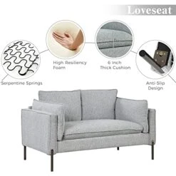 2-Piece Linen Fabric Sofa Set With USB Charging Ports, Morden Style Upholstered Sofa And Loveseat Sets With 3 Seat Sofa Couch And Loveseat Sofa For Living Room, Apartment (2+3 Seat, Grey) 13 2-Piece Linen Fabric Sofa Set With USB Charging Ports, Morden Style Upholstered Sofa And Loveseat Sets With 3 Seat Sofa Couch And Loveseat Sofa For Living Room, Apartment (2+3 Seat, Grey) -Safavieh Furniture 51BsnQsVzJL