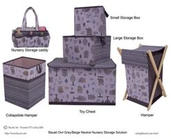 Bacati Unisex Cotton, Collapsable Hamper, Grey/Beige -Safavieh Furniture 51Btrtvch2L