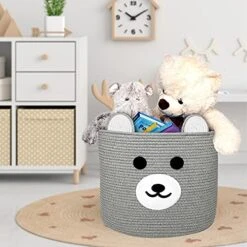 Baby Laundry Basket - Toy Storage Bear Basket For Kids - Nursery Baby Hamper With Hidden Handles 15''(W) X 13''(H) (Grey) -Safavieh Furniture 51CC8v7xXdL