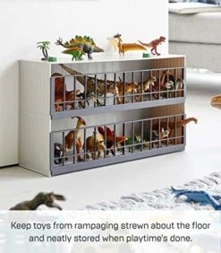 Yamazaki Home Two-Tier Toy Dinosaur And Animal Display Storage Rack, Childrens' Toy Bin Organizer Box, Plastic, Stackable, No Assembly Req. -Safavieh Furniture 51CCDiOrqPL