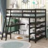 TooTcps Full Size Loft Bed, Solid Wood Full Size Loft Bed Frame With Desk And Shelves, Ladder, Guardrails For Girls Boys Bedrooms (Espresso)