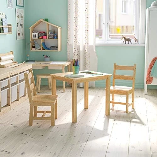 Flash Furniture Kyndl Kids Solid Hardwood Table And Chair Set For Playroom, Bedroom, Kitchen - 3 Piece Set - Natural 7 Flash Furniture Kyndl Kids Solid Hardwood Table And Chair Set For Playroom, Bedroom, Kitchen - 3 Piece Set - Natural - Image 7