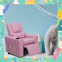 Laidbksit Kids Recliner Chair,Toddler Recliner For 0-5 Years Old,Kids Recliner Chair With Cup Holder And Side Pocket For Childs,Mini Recliner Chair Suitable For Kid's Bedroom -Pink Kids Recliner -Safavieh Furniture 51CUoBEoWyL