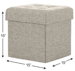 Ornavo Home Foldable Tufted Linen Storage Ottoman Square Cube Foot Rest Stool/Seat - 15" X 15" X 15" (Beige) 13 Ornavo Home Foldable Tufted Linen Storage Ottoman Square Cube Foot Rest Stool/Seat - 15" X 15" X 15" (Beige) -Safavieh Furniture 51CiHiW4xaS
