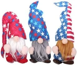MatureGirl 3Pcs Day Ornaments Gnome 4th Veterans Handmade Patriotic USA OfJULY Decoration Decoration & Hangs Sculpture Stand (asshow, One Size) -Safavieh Furniture 51ClsWSucIL. AC