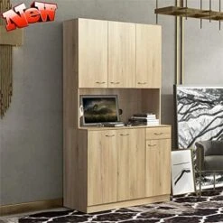 GENERIC AOMUSON New Upgrade Thicken Wood 71 Inch Tall Kitchen Pantry Cabinets, Farmhouse Freestanding Storage Cabinets Wardrobe Armoire, Kitchen Buffet Cabinet With 6 Doors, Shelves & Drawer (Walnut) -Safavieh Furniture 51CoT70IhkL. AC