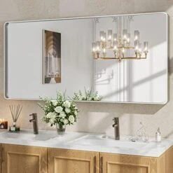 LOAAO Black Metal Framed Bathroom Mirror For Wall, 22X30 Inch Rounded Rectangle Mirror, Matte Black Bathroom Vanity Mirror Farmhouse, Anti-Rust, Tempered Glass, Hangs Horizontally Or Vertically -Safavieh Furniture 51DLGQi2thL. AC