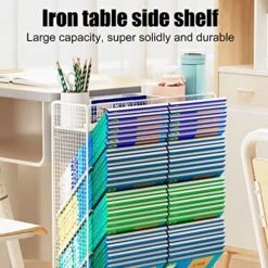 Pssopp Kids Sling Bookshelf, 6 Tier Large Capacity Rust Prevention Bookshelf With Wheels For Students -Safavieh Furniture 51DPuJC2DrL