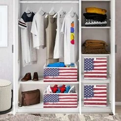 Usa Flag Painted Storage Bins Canvas Collapsible Box Chest Organizer For Edroom Closet Kid's Toys Laundry 11x11x11 Inch -Safavieh Furniture 51DQsLiyKoL
