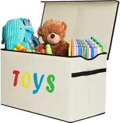 VICTOR'S Large Toy Box Chest With Lid, Collapsible Sturdy Toy Storage Organizer Boxes Bins Baskets For Kids, Boys, Girls, Nursery, Playroom, 26.8"x13.8" X16" (Black) -Safavieh Furniture 51DXyLqShL. AC