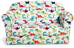 Costzon Kids Sofa, Double Seat Children's Sofa W/Dinosaur Pattern, Toddler Furniture Armrest Chair For Bedroom, Living Room, Large Kids Couch W/Sturdy Wood Construction & Comfortable Back, Multicolor -Safavieh Furniture 51DdDw498L. AC