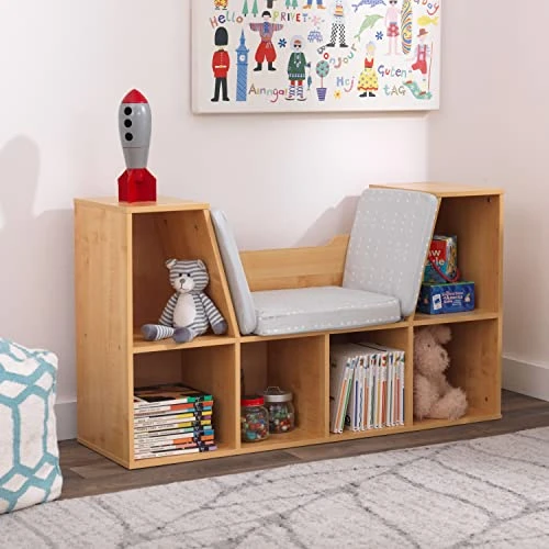 VHPVHP Bookcase With Reading Nook, 6 Shelves For Kids, Boys, Girls, Nursery, Playroom (Brown) 2 VHPVHP Bookcase With Reading Nook, 6 Shelves For Kids, Boys, Girls, Nursery, Playroom (Brown) - Image 2