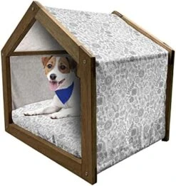 Ambesonne Colorful Wooden Dog House, Summer Nature Pattern With Doodle Of Bugs Beetles Dots Flowers And Sun, Indoor & Outdoor Portable Dog Kennel With Pillow And Cover, X-Large, Multicolor -Safavieh Furniture 51DiRBs7sfL. AC
