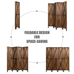4 Panel Wood Farmhouse Room Dividers, 5.6 Ft Tall Freestanding Decorative Partition Wall Room Divider Screen, Folding Privacy Screen For Home Bedroom -Safavieh Furniture 51Dji8LxqFL