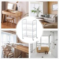 NERDOH 2/3 Tier Simple Storage Organizer Rack Bedroom Bathroom Kitchen Shelf Metal Rolling Trolley Cart Storage Holder Basket Bookshelf,Without Wheel,2 Tiers -Safavieh Furniture 51DlwRBORPL