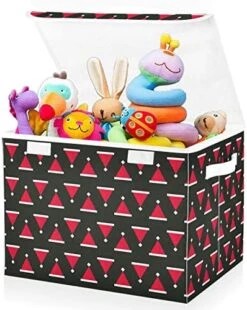 FULUHUAPIN Bell Santa Claus Toy Storage Box Chest With Lid, 16.5"x12.6"x11.8" Sturdy Toys Organizer Boxes Bin Baskets For Boy, Girl, Nursery, Closet, Bedroom, Playroom 21010114 -Safavieh Furniture 51DnrqQFJL. AC