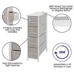 Flash Furniture Harris 4 Drawer Slim Wood Top White Cast Iron Frame Dresser Storage Tower With Light Gray Easy Pull Fabric Drawers 8 Flash Furniture Harris 4 Drawer Slim Wood Top White Cast Iron Frame Dresser Storage Tower With Light Gray Easy Pull Fabric Drawers -Safavieh Furniture 51Ds6pVsGiL