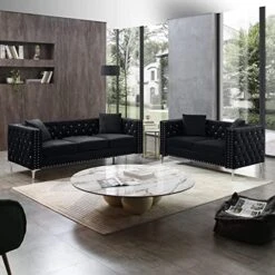 Mikibama Velvet Loveseat Sofa Couch Set For Living Room, Modern Decor Furniture Tufted Sofa Set With Nailhead Acrylic Legs And 2 Pillows For Bedroom, Hall(Grey) 21 Mikibama Velvet Loveseat Sofa Couch Set For Living Room, Modern Decor Furniture Tufted Sofa Set With Nailhead Acrylic Legs And 2 Pillows For Bedroom, Hall(Grey) -Safavieh Furniture 51E0QI9w8QL. AC 1