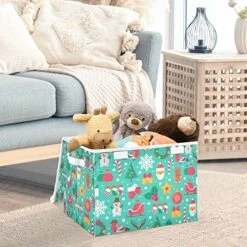 FULUHUAPIN Bell Santa Claus Toy Storage Box Chest With Lid, 16.5"x12.6"x11.8" Sturdy Toys Organizer Boxes Bin Baskets For Boy, Girl, Nursery, Closet, Bedroom, Playroom 21010114 -Safavieh Furniture 51EGe8L4e6L