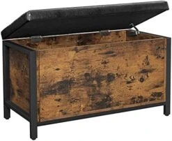 VASAGLE Entryway Storage Bench, Flip Top Ottoman And Trunk With Padded Seat, Bed End Stool, Supports 198 Lb, 31.5”L X 15.7”W X 19.7”H (80 X 40 X 50 Cm), Rustic Brown + Black -Safavieh Furniture 51ENRdNWy4L. AC