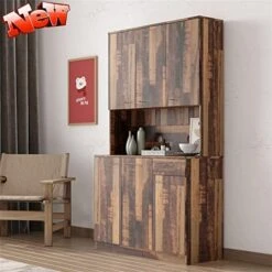 GENERIC AOMUSON New Upgrade Thicken Wood 71 Inch Tall Kitchen Pantry Cabinets, Farmhouse Freestanding Storage Cabinets Wardrobe Armoire, Kitchen Buffet Cabinet With 6 Doors, Shelves & Drawer (Walnut) -Safavieh Furniture 51EdvAbUGyL. AC