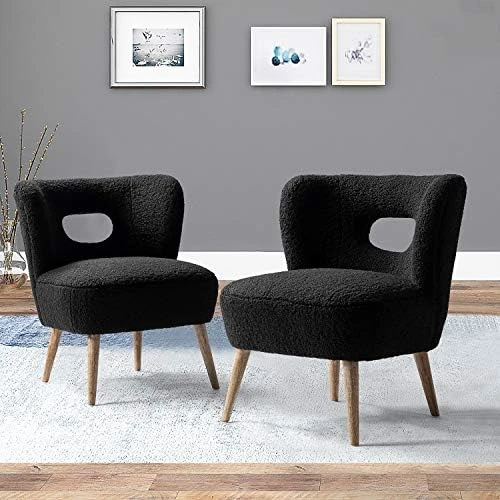 TINA'S HOME Modern Sherpa Accent Chair With Open Back & Wooden Legs, Upholstered Lamb Fleece Armless Slipper Chair, Comfy Faux Fur Cute Vanity Chair For Living Room Bedroom Office Makeup Room, Ivory 13 TINA'S HOME Modern Sherpa Accent Chair With Open Back & Wooden Legs, Upholstered Lamb Fleece Armless Slipper Chair, Comfy Faux Fur Cute Vanity Chair For Living Room Bedroom Office Makeup Room, Ivory - Image 13