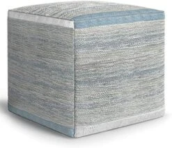 SIMPLIHOME Naya Cube Pouf, Footstool, Upholstered In Patterned Grey Melange Hand Woven Cotton, For The Living Room, Bedroom And Kids Room, Transitional, Boho -Safavieh Furniture 51Elce0WccL. AC