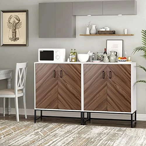 MAISON ARTS Modern Buffet Cabinet With Storage, Sideboard Storage Cabinet With 2 Doors For Living Room, Kitchen, Entryway, Hallway, 28 Inch, White 3 MAISON ARTS Modern Buffet Cabinet With Storage, Sideboard Storage Cabinet With 2 Doors For Living Room, Kitchen, Entryway, Hallway, 28 Inch, White - Image 3