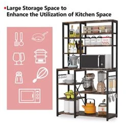 LITTLE TREE Bakers Racks For Kitchens With Utility Storage Shelf, Large Capacity Microwave Stand With Side Hooks, Vintage Brown -Safavieh Furniture 51EsVAmal4L