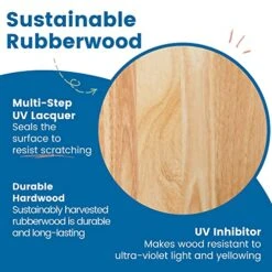 ECR4Kids 30in D Hardwood Table And Chairs, 12in Seat Height, Kids Furniture, Natural -Safavieh Furniture 51Ev0E5bjJL