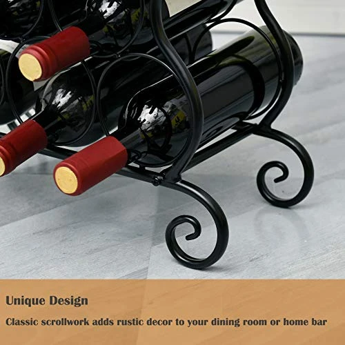 WELLAND Wine Rack End Table, Freestanding Small Wine Console Table, 13 Bottles Rustic Wine Stand Storage Organizer Display Rack | Metal & Natural Edge Cedar Wood Top | 13.8" W X 7.3" D X 20.1" H 6 WELLAND Wine Rack End Table, Freestanding Small Wine Console Table, 13 Bottles Rustic Wine Stand Storage Organizer Display Rack | Metal & Natural Edge Cedar Wood Top | 13.8" W X 7.3" D X 20.1" H - Image 6