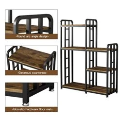 FOLREBAS Kitchen Bakers Rack,6-Tier Utility Coffee Bar Station Utility Storage Shelf, Microwave Oven Stand， Adjustable Utility Storage Shelf For Kitchen Suitable For Kitchen Home Office -Safavieh Furniture 51F49I2iauL