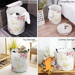 Laundry Hamper Storage Bins With Handles, Happy Easter Spring Fresh Floral Flowers He Is Risen Waterproof Collapsible Clothes Organizer Basket Toys Box For Bedroom, Baby Room -Safavieh Furniture 51F9TxDoQfL