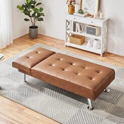 Yaheetech Faux Leather Sectional Sofa Couch Sectional Living Room Furniture Set Convertible Futon Sofa Beds With Chaise Lounge, Brown -Safavieh Furniture 51FIBLYP2TL