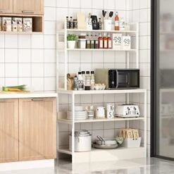 AIEGLE Large Kitchen Baker's Rack With Hutch, 5-Tier Freestanding Kitchen Storage Utility Shelf, Industrial Microwave Oven Stand Organizer Rack, White (39.4" W X 15.7" D X 63" H) 17 AIEGLE Large Kitchen Baker's Rack With Hutch, 5-Tier Freestanding Kitchen Storage Utility Shelf, Industrial Microwave Oven Stand Organizer Rack, White (39.4" W X 15.7" D X 63" H) -Safavieh Furniture 51FJ5fCU5wL. AC