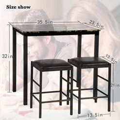 Dining Table For 2, 3 Piece Counter Height Kitchen Table With 2 Chairs, Faux Marble Tabletop Modern Dining Room Table Set Home Furniture For Small Space 9 Dining Table For 2, 3 Piece Counter Height Kitchen Table With 2 Chairs, Faux Marble Tabletop Modern Dining Room Table Set Home Furniture For Small Space -Safavieh Furniture 51FTqXI7X9L