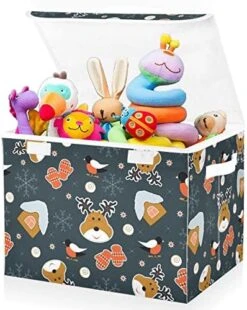 FULUHUAPIN Bell Santa Claus Toy Storage Box Chest With Lid, 16.5"x12.6"x11.8" Sturdy Toys Organizer Boxes Bin Baskets For Boy, Girl, Nursery, Closet, Bedroom, Playroom 21010114 -Safavieh Furniture 51FZCgkC7ZL. AC