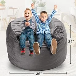Homguava Bean Bag Chair： 3' Bean Bags With Memory Foam Filled, Large Beanbag Chairs Soft Sofa With Dutch Velet Cover-36×36"×24"(Grey) -Safavieh Furniture 51FdcjjdMVL