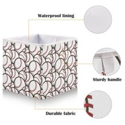Baseball Pattern Round Storage Organizer Canvas Collapsible Box Chest Organizer For Edroom Closet Kid's Toys Laundry 16x11x7 Inch -Safavieh Furniture 51FhGd21gQL