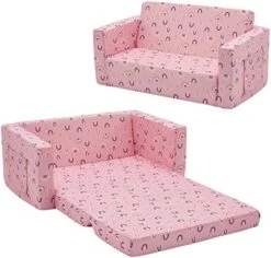 Ulax Furniture Kids Fold Out Couch 2-in-1 Children Convertible Sofa To Lounger With Soft Plush Fabric (Navy Dinosaur) -Safavieh Furniture 51FqGngpmzL. AC