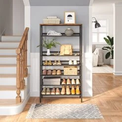 HOOBRO 8-Tier Shoe Rack, Large Capacity Shoe Shelf, Stable And Sturdy, Shoe Storage Organizer With Flat & Slant Adjustable Metal Shelves, For 21-28 Pairs Of Shoes, Space Saver, Sturdy BF18XJ01 -Safavieh Furniture 51FtZNhDhDL