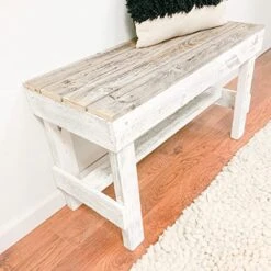 Natural Reclaimed Barnwood Rustic Farmhouse Solid Wood Bench Large Seat Handmade Country Living By Del Hutson Designs (Natural/White) -Safavieh Furniture 51Fwo5aLprL