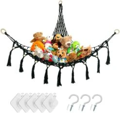 Stuffed Animal Toy Hammock Corner Hammock Organizer Display Rack Bohemian Net Bag For Hanging Toys Hanging Stuffed Animal Organizer Corner Toy Storage Rack Stuffed Animal Net Tassel 44 In (Pink) -Safavieh Furniture 51G5fJThZxL. AC