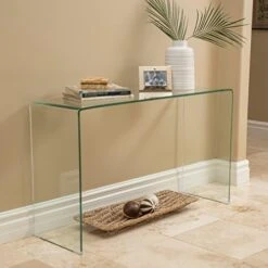 Christopher Knight Home Cadyn 12mm Tempered Glass Console Table, Clear -Safavieh Furniture 51GITnp6WQL. AC
