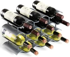 Bariboo Wave Wine Bottle Holder - Wine Rack Inserts For Cabinet That Fits 12 Bottles, Premium Plastic Countertop Wine Rack (Black, XL) -Safavieh Furniture 51GJCdGoWZL. AC